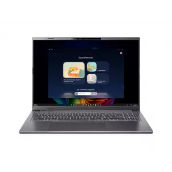 Acer Aspire 16 AI A16-52M-74UY Copilot+ PC, 16 inch WUXGA IPS, Intel Core Ultra 7 155H, 16GB LPDDR5X, 512GB SSD, Windows 11 Home, tērauda pelēks