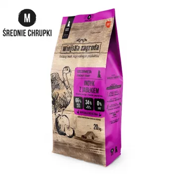 WZA WIEJSKA ZAGRODA Turcija ar Ābolu Crunchy M - sausā barība kucēniem - 20 kg