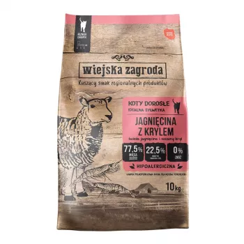 WIEJSKA ZAGRODA Lamb with Krill sausā kaķu barība - 10kg