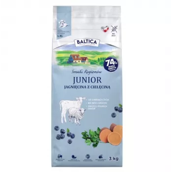 BALTICA Flavours of Regions Junior Jēra un teļa gaļas bezgraudu sausā barība kucēniem, 3 kg