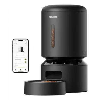 PETLIBRO Granary Wi-Fi automātiskā barotava mājdzīvniekiem, 5L viedā barības dozators kaķiem un suņiem, lietotnes vadība, 10 ēdienreizes dienā, balss ieraksts, nerūsējošā tērauda bļoda, melna