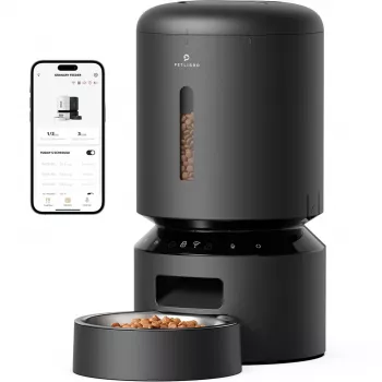 PETLIBRO Granary Wi-Fi automātiskā barotava mājdzīvniekiem, 5L viedā barības dozators kaķiem un suņiem, lietotnes vadība, 10 ēdienreizes dienā, balss ieraksts, nerūsējošā tērauda bļoda, melna