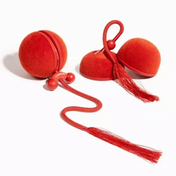 Cheerble WICKED BALL DUO2-VINTAGE RED viedā interaktīvā rotaļlieta mājdzīvniekiem, 2 bumbas, USB-C uzlāde, IP65 ūdensizturīga, 3 režīmi, kaķiem un maziem suņiem