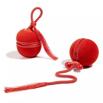 Cheerble WICKED BALL DUO2-VINTAGE RED viedā interaktīvā rotaļlieta mājdzīvniekiem, 2 bumbas, USB-C uzlāde, IP65 ūdensizturīga, 3 režīmi, kaķiem un maziem suņiem