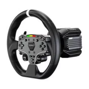 MOZA R5 Pro sacīkšu simulators - 5.5 Nm Direct Drive bāze, 11 collu ādas stūre, 2 pedāļu komplekts