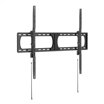 VALUE TV sienas stiprinājums, īpaši izturīgs, fiksēts, 75 kg, 32-65 collām, VESA 200x200 līdz 600x400, ultraplāns 25 mm, tērauds, melns, ar pretzādzības bloķēšanas stieni, ātrās atbrīvošanas siksnām un iebūvētu līmeņrādi