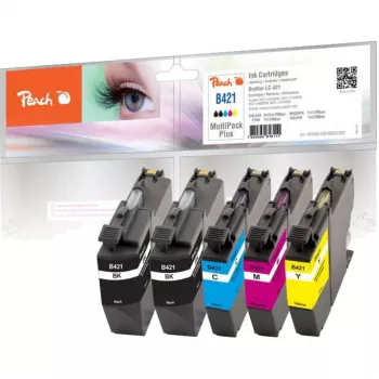 PEACH tintes komplekts PI500-430 saderīgs ar Brother LC-421 (melnā, ciāna, fuksīna, dzeltenā) - 4 iepakojums