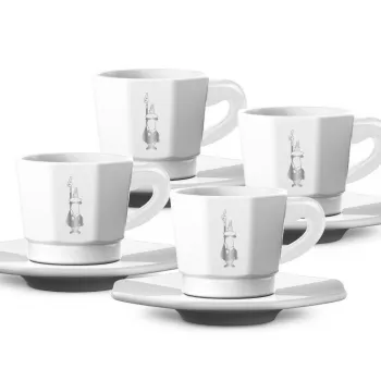 Bialetti RTATZ402 Espresso krūzīšu komplekts, 4 gab., balts porcelāns, 75 ml