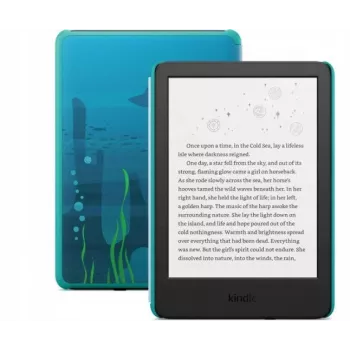 Amazon Kindle Kids 6 collu 16GB E-grāmatu lasītājs Ocean Explorer ar vāciņu un 1 gada Amazon Kids+