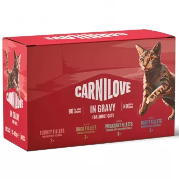 Carnilove Kaķu paciņas ar mērci Multipack 12x85g