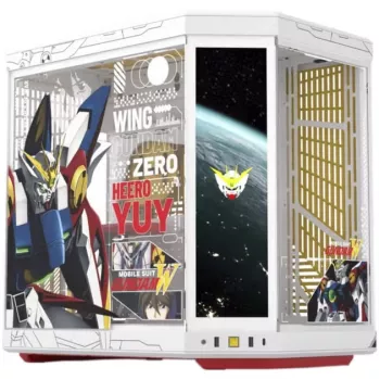 HYTE Y70 Touch Infinite Gundam Wing Edition Mid-Tower korpuss ar 4K skārienekrānu, balts