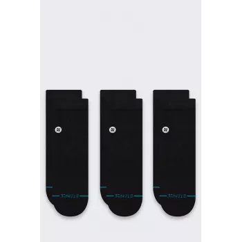 Stance Icon Quarter 3-Pack zeķes - melnas