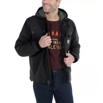Carhartt Sandstone Barlett Jacket vīriešu ar Sherpa oderi un kapuci, DWR apdare, bi-swing mugura, trīskāršas šuves, Carhartt Brown