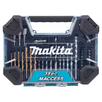 Makita E-22573 38 daļu urbjmašīnas un skrūvgrieža uzgaļu komplekts ar HSS-G, koka un mūra uzgaļiem