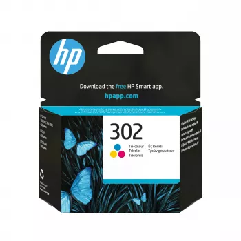 HP 302 Trīskrāsu oriģinālā tintes kasetne (ciāna, magenta, dzeltena) - standarta ietilpība
