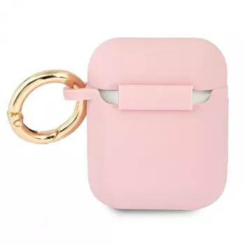 GUESS GUA2SSSI AirPods 1/2 vāciņš rozā silikona Vintage Script