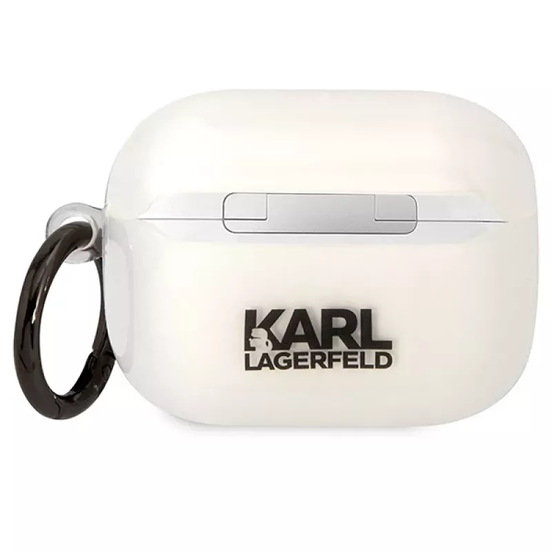 Karl Lagerfeld AirPods Pro maciņš caurspīdīgs ar Karl galvas siluetu