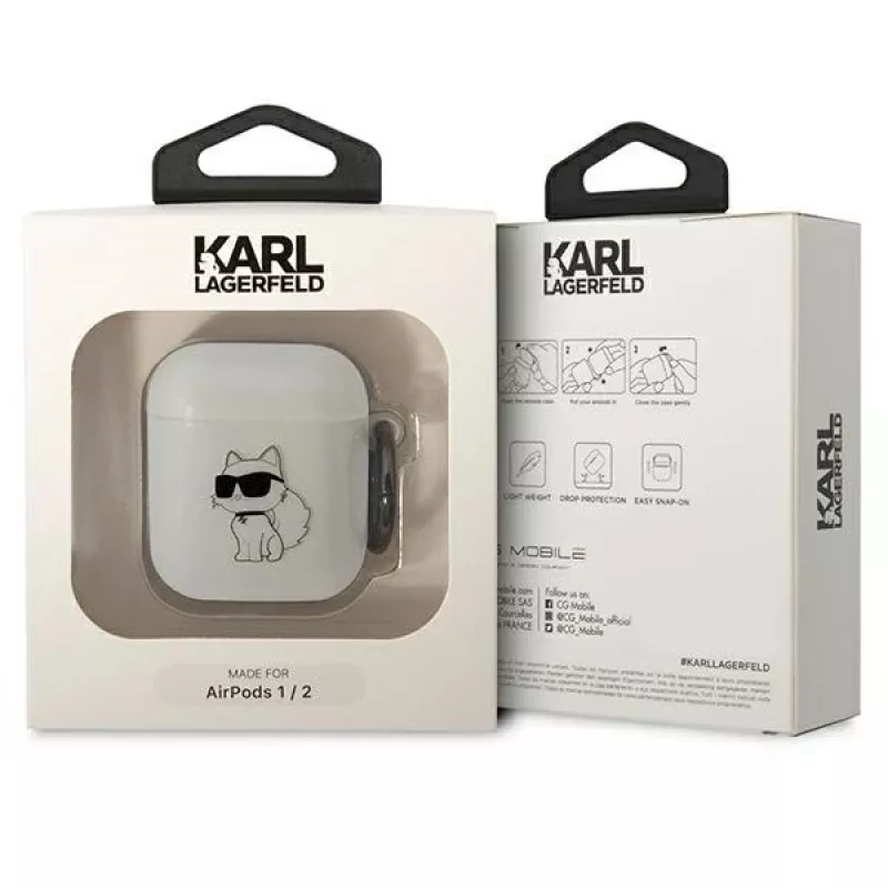 Karl Lagerfeld KLA2HNCHTCT AirPods 1/2 vāciņš caurspīdīgs Ikonik Choupette