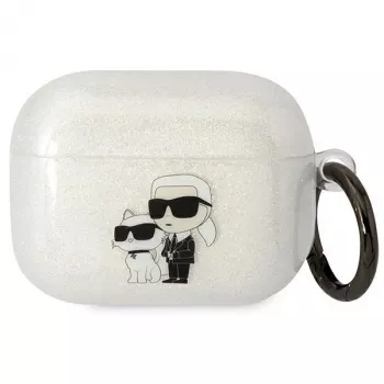 Karl Lagerfeld KLAPHNKCTGT AirPods Pro vāciņš Caurspīdīgs ar mirdzumu Karl & Choupette