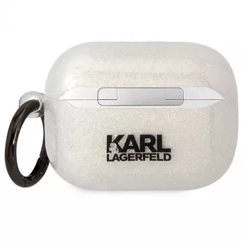 Karl Lagerfeld KLAPHNKCTGT AirPods Pro vāciņš Caurspīdīgs ar mirdzumu Karl & Choupette