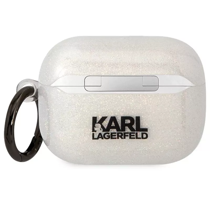 Karl Lagerfeld KLAPHNKCTGT AirPods Pro vāciņš Caurspīdīgs ar mirdzumu Karl & Choupette