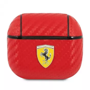 Ferrari FESA3CARE On Track AirPods 3 maciņš sarkans PU oglekļa šķiedras