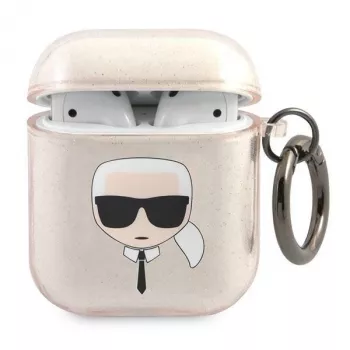 Karl Lagerfeld KLA2UKHGD AirPods 1/2 vāciņš Gold Glitter Karl Head