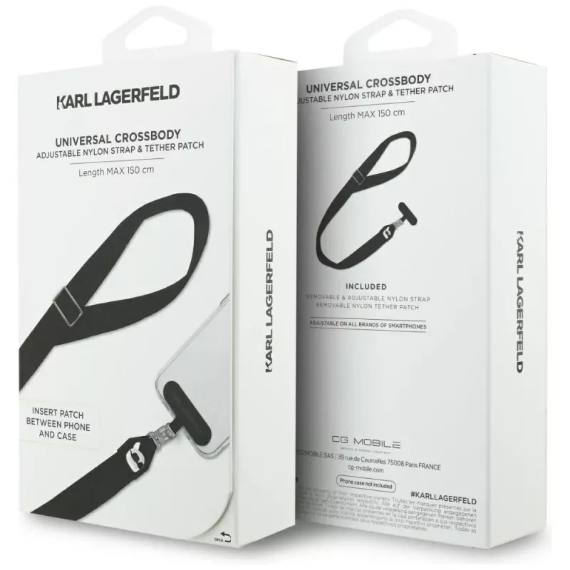 Karl Lagerfeld Universal Strap Tether Patch Karl Metal Logo Black