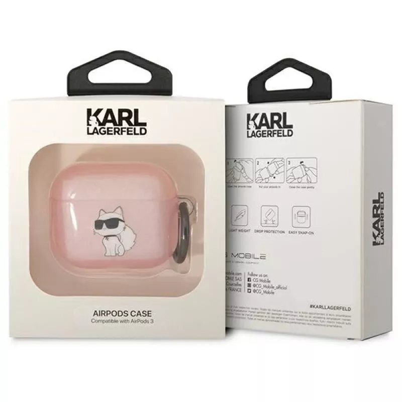 Karl Lagerfeld KLA3HNCHTCP AirPods 3 vāciņš rozā Ikonik Choupette