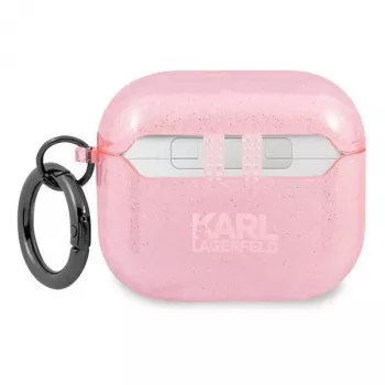 Karl Lagerfeld KLA3UKHGP Glitter Karl's Head AirPods 3 maciņš - Rozā