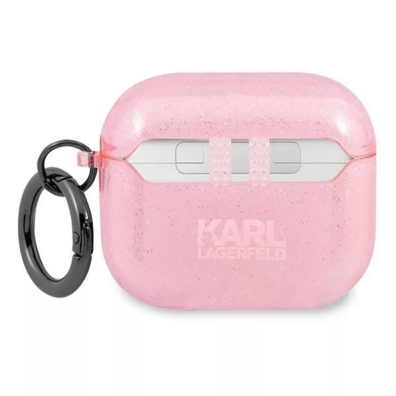 Karl Lagerfeld KLA3UKHGP Glitter Karl's Head AirPods 3 maciņš - Rozā
