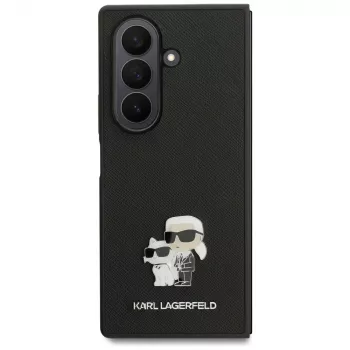 Karl Lagerfeld Saffiano Karl & Choupette Pin Maciņš Samsung Galaxy Z Fold7 – Melns