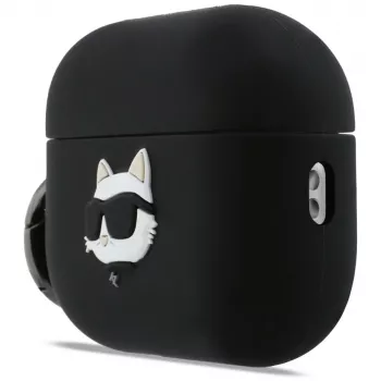 Karl Lagerfeld Silikona 3D Choupette galvas maciņš AirPods Pro 3 - Melns