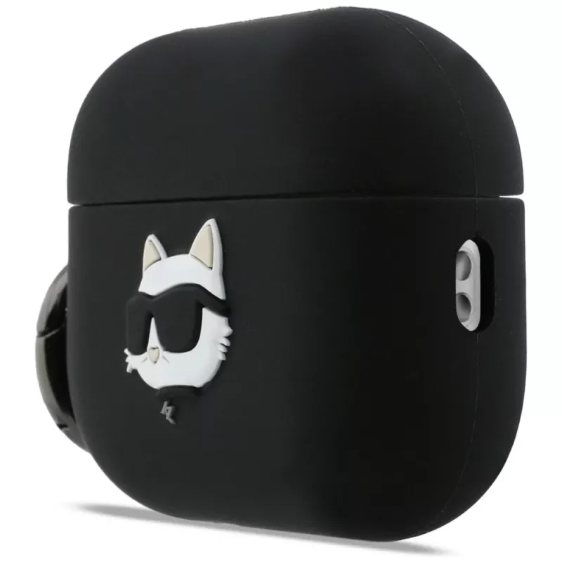 Karl Lagerfeld Silikona 3D Choupette galvas maciņš AirPods Pro 3 - Melns