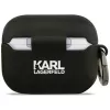 Karl Lagerfeld Silikona 3D Choupette galvas maciņš AirPods Pro 3 - Melns