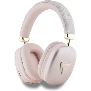 GUESS PU Ādas 4G Trijstūra Logo Bluetooth Stereo Austiņas Rozā
