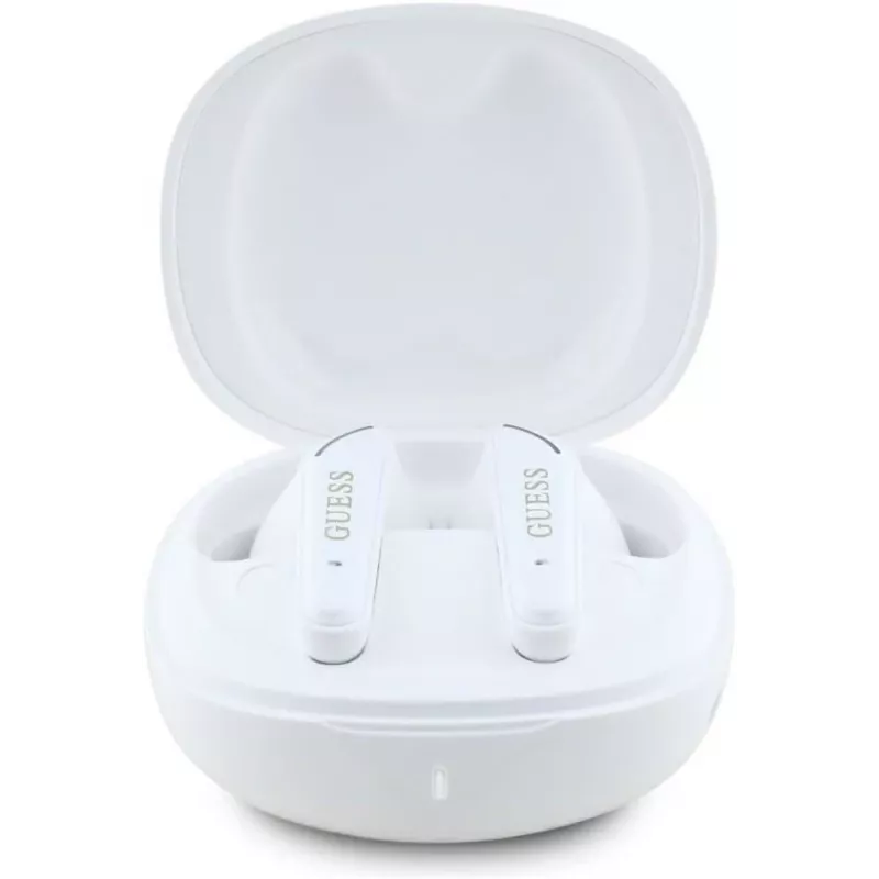 GUESS Flat Classic Logo Electroplated True Wireless austiņas, baltas