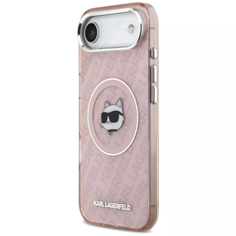 Karl Lagerfeld IML Choupette galvas logo MacSafe maciņš iPhone Air rozā