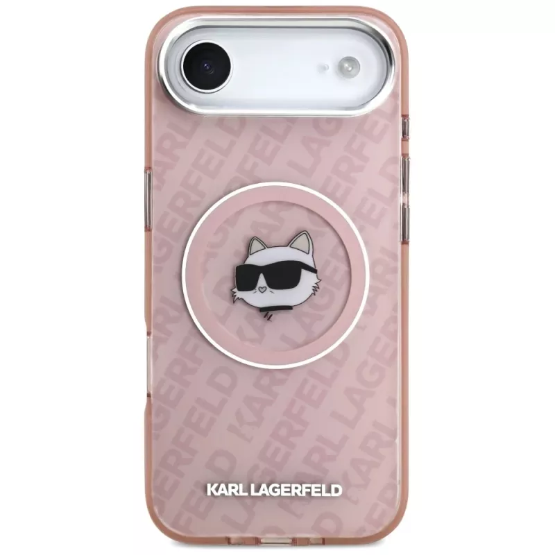 Karl Lagerfeld IML Choupette galvas logo MacSafe maciņš iPhone Air rozā