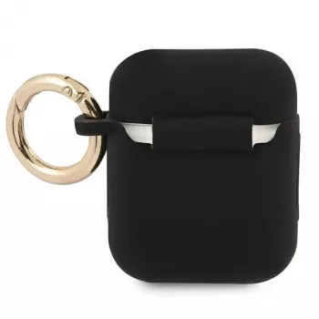 Guess GUA2SSSK AirPods 1/2 vāciņš melns silikona Vintage Script