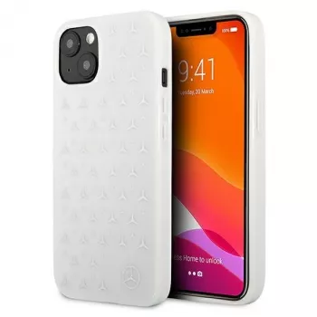 Mercedes-Benz Silver Stars cietais vāciņš iPhone 13/14/15 6,1 collu – balts