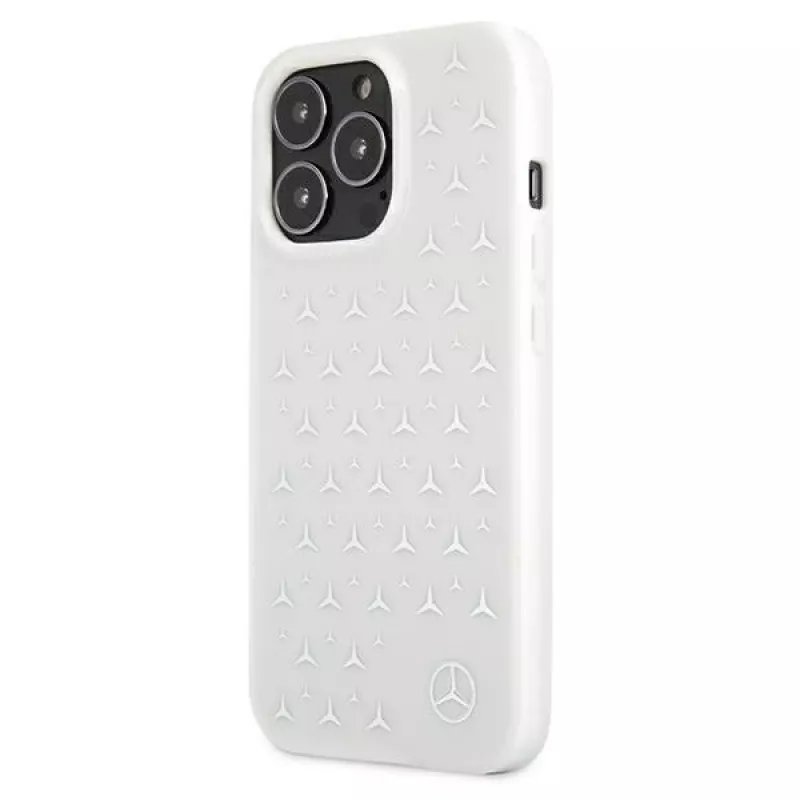 Mercedes-Benz iPhone 13 Pro Max cietais vāciņš Silver Stars Pattern balts