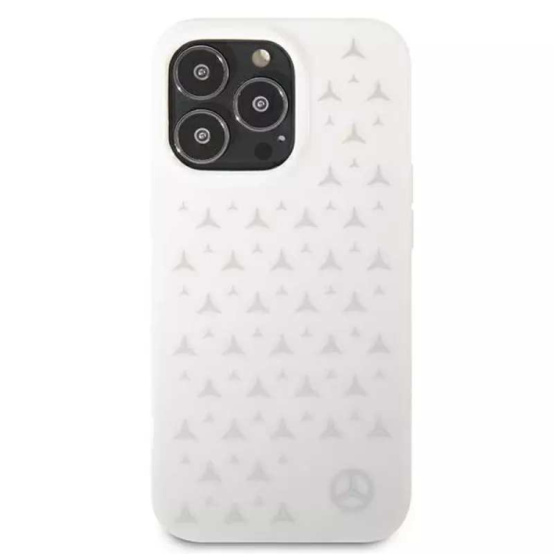 Mercedes-Benz iPhone 13 Pro Max cietais vāciņš Silver Stars Pattern balts
