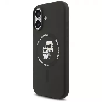 Karl Lagerfeld Silikona Karl & Choupette gredzena MagSafe maciņš iPhone 17 - Melns