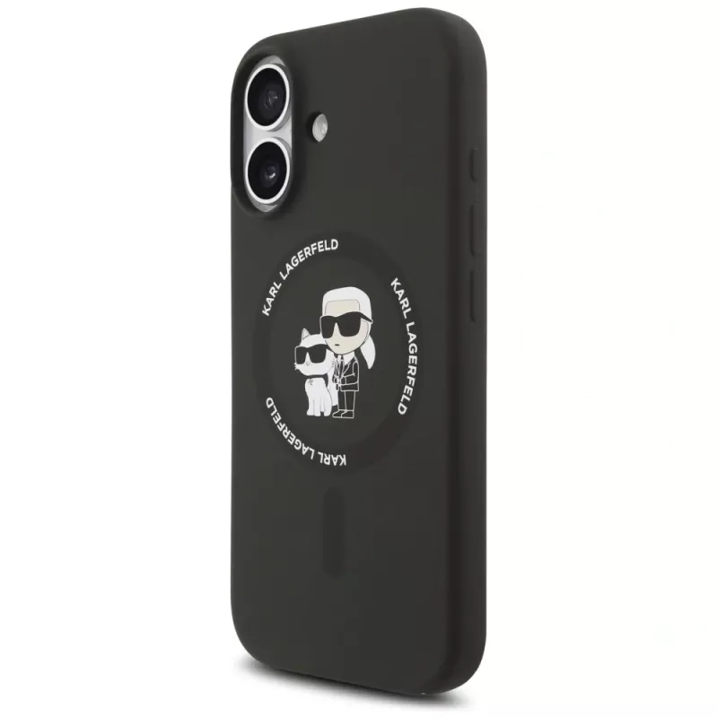 Karl Lagerfeld Silikona Karl & Choupette gredzena MagSafe maciņš iPhone 17 - Melns