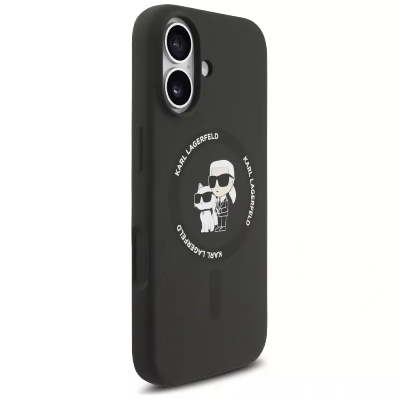 Karl Lagerfeld Silikona Karl & Choupette gredzena MagSafe maciņš iPhone 17 - Melns