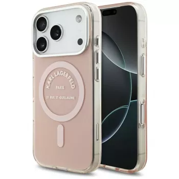 Karl Lagerfeld IML Karl RSG Logo MagSafe apvalks iPhone 17 Pro, rozā