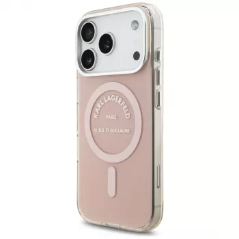 Karl Lagerfeld IML Karl RSG Logo MagSafe apvalks iPhone 17 Pro, rozā