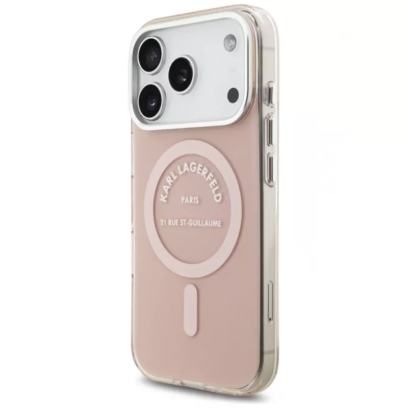 Karl Lagerfeld IML Karl RSG Logo MagSafe apvalks iPhone 17 Pro, rozā