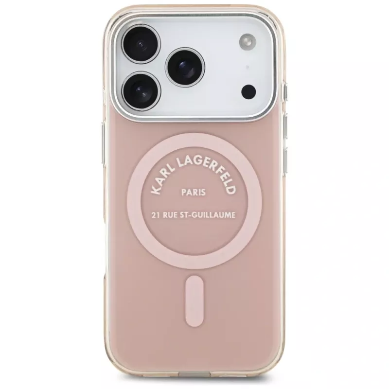 Karl Lagerfeld IML Karl RSG Logo MagSafe apvalks iPhone 17 Pro, rozā